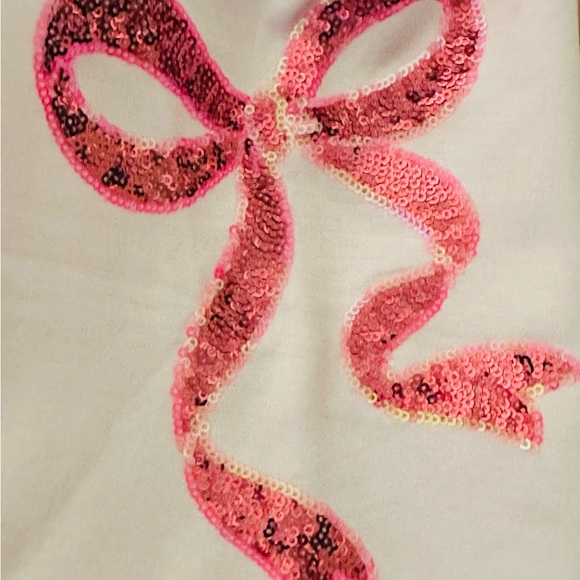 NWT Simply Southern Pink Sequin Bow Design Top Sweatshirt! XLARGE - Picture 4 of 8